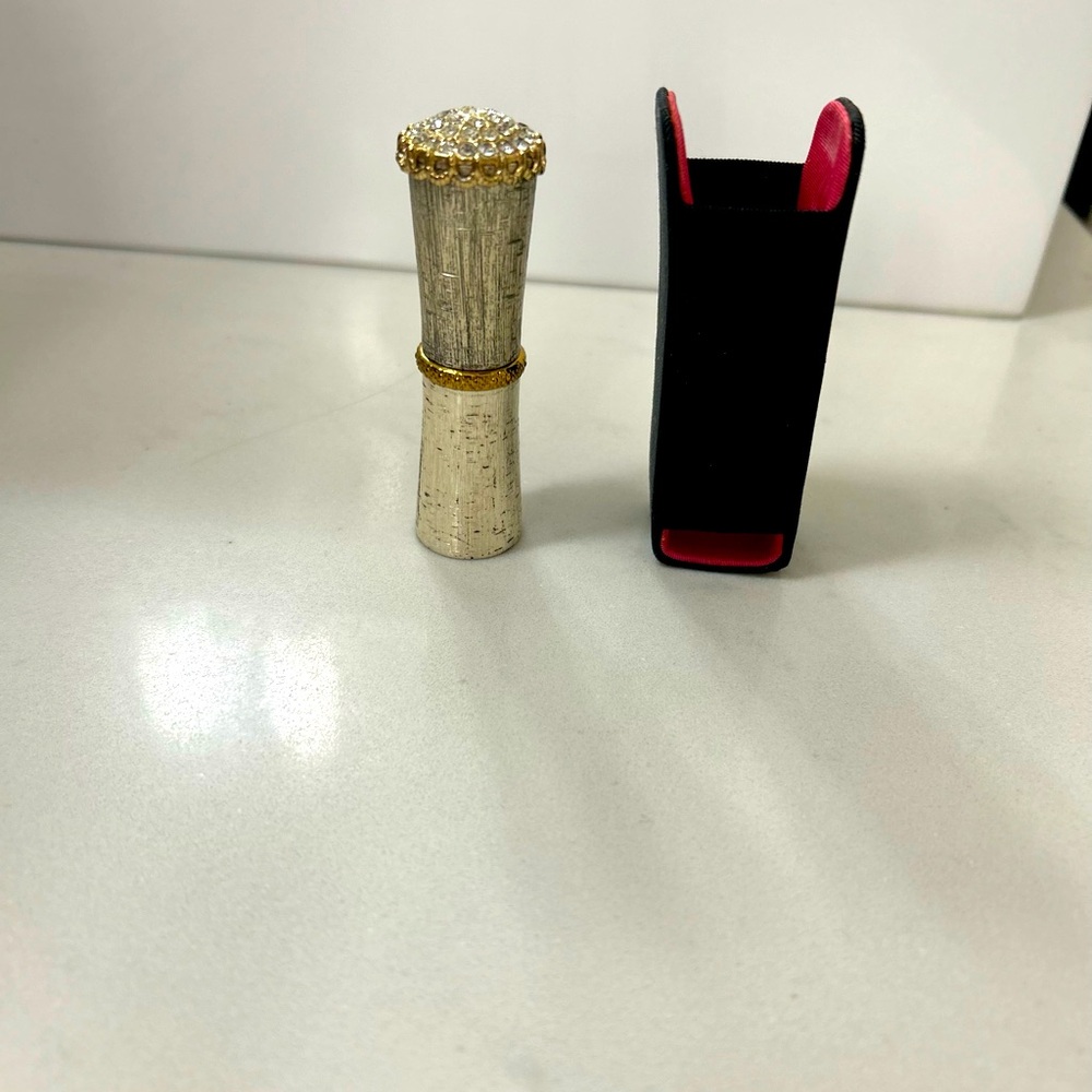 Vintage Revlon Gold and Silver metal Textured Lipstick case